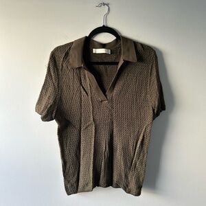 Dion Lee olive green short sleeve knit top